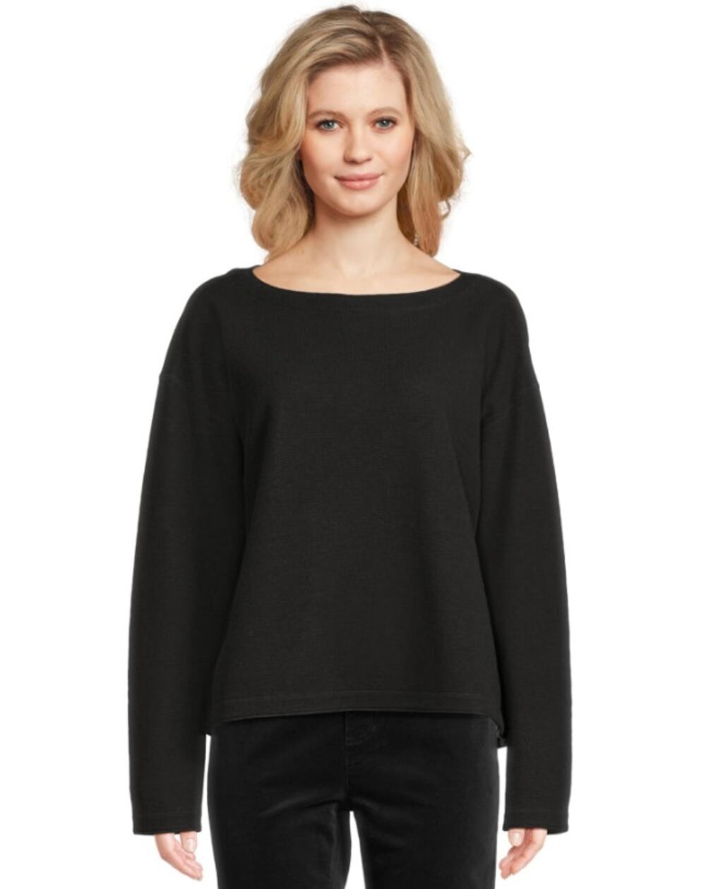 EILEEN FISHER Women's Reversible Box Top Small Black Long Sleeve NWT